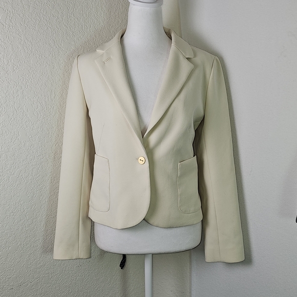 Cartonnier Cream Textured Blazer - Anthropologie Style Size 8P - Picture 1 of 13